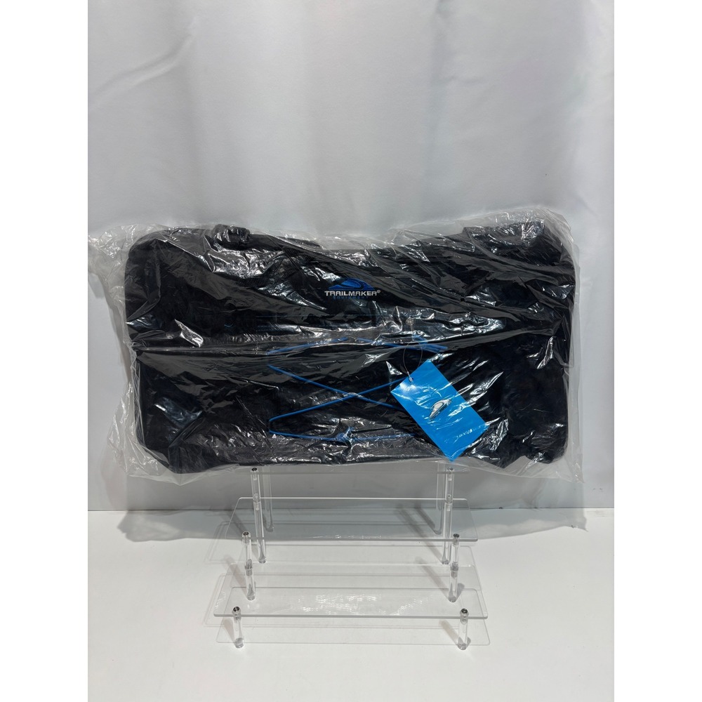 Trailmaker Duffel Bag Unisex 24" Black Blue Bungee Front Pocket Travel Gym Sport
